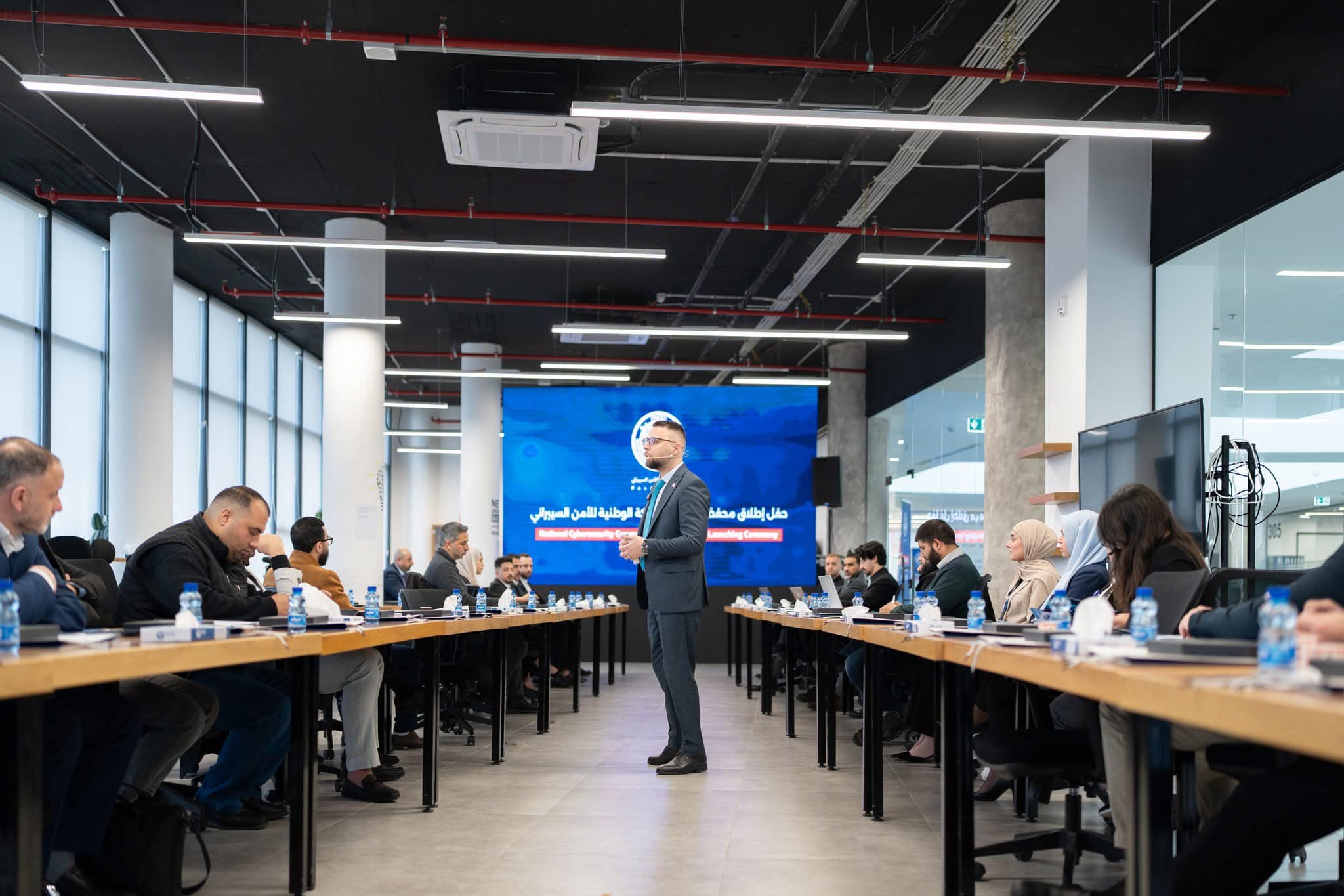A walkthrough of one of the third-floor technology labs, screens live at the workstations